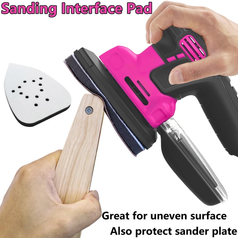 FOWOK Mouse Mesh Sanding Sets, 1Pc Sanding Interface Pad and 50Pcs Sanding Paper 80 | 120 | 180 | 240 | 320 Grit Hook and Loop Sandpaper for Detail Sander -FMN51 - Image 3